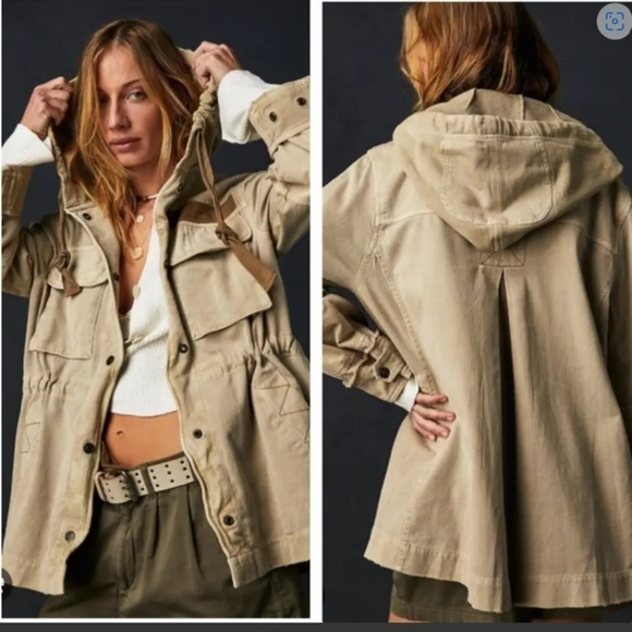 Free People Jackets & Blazers - We The Free Womens Tan Oversized Trapeze Military Utility Jacket-Size S (NWOT)